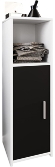 VCM Badmöbel Midischrank Zalo 917456 Weiß / Schwarz H. 95 x B. 30 x T. 30 cm