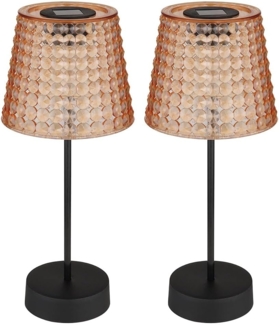2er Set LED Solarleuchte, Tischlampe, Kristalloptik, H 29cm