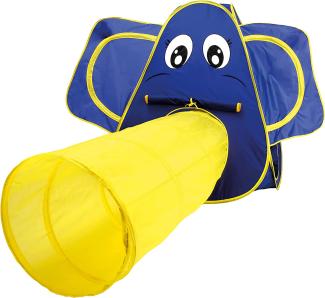 Bino 'Elefant' Spielzelt, Polyester gelb / blau, 122 x 287 x 94 cm