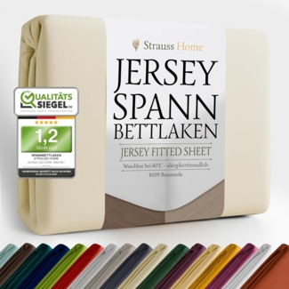 Strauss Home Spannbettlaken Premium, Gummizug: Rundumgummi, 150gr/m2 Premium Jersey 100% Baumwolle