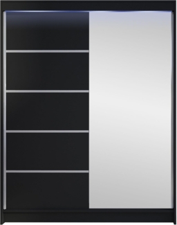 Kleiderschrank Metropolis III, mit RGB LED Beleuchtung, Farbe: Schwarz
