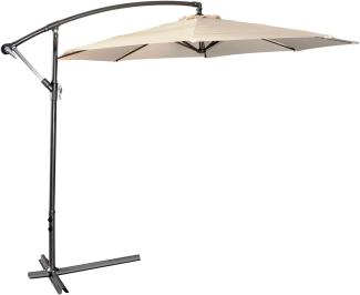 COSTWAY Ø300cm Ampelschirm Sonnenschirm mit Kreuzständer Gartenschirm Kurbelschirm neigbar Strandschirm für Garten Terrasse Pool & Veranda Beige