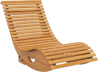 Outsunny Schaukelstuhl Schaukelliege Holz Ergonomisch Schwingstuhl mit S-Form, Kippschutz (Gartenliege, 1 St), bis 120 kg belastbar für Balkon, Terrasse, Teak, 130 x 60 x 60 cm