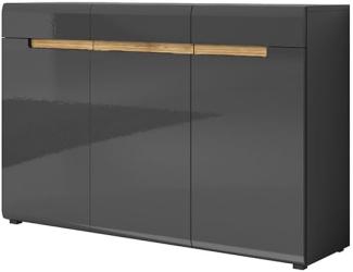 Sideboard "Hektor" Kommode 137cm grau Front MDF Hochglanz Fichte