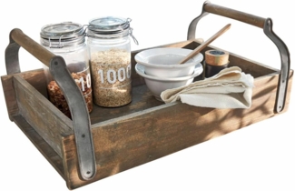 Mirabeau Tablett Tablett Perryham antikbraun, Wiederaufbereitetes Tannenholz, Griff: Eisen