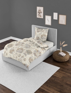 Bierbaum Biber Bettwäsche 135x200 Ornamente Paisley Blüte sand grau braun 4144-80