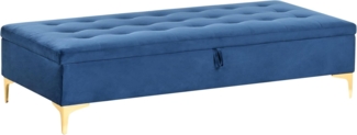 Aufbewahrungshocker ABERDEEN Samtstoff Marineblau