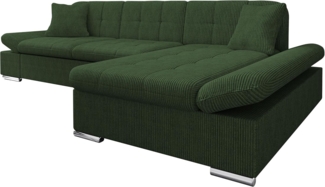 'Malwi' Ecksofa Cord, Grün, 76 x 161 x 278 cm, Rechts