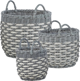 Set mit 3 Blumentöpfen GEFIRA PE Rattan 31 39 49 cm Grau