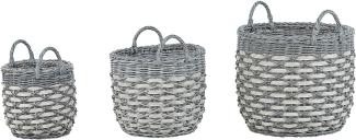 Set mit 3 Blumentöpfen GEFIRA PE Rattan 31 39 49 cm Grau