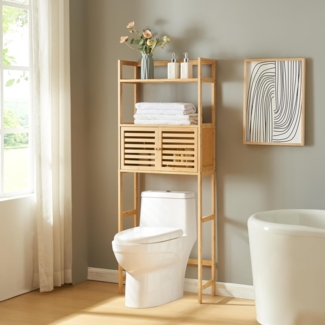 Badezimmerregal Haugesund 158x60x26 cm Bambus [en. casa]