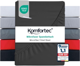 Komfortec Mikrofaser Spannbettlaken 90x200 cm – Weiches Spannbetttuch mit Rundumgummi – Fitted Sheet für Matratzen bis 30 cm – Anthrazit – Oeko-Tex – Pflegeleicht & Hautfreundlich – 90g/m²