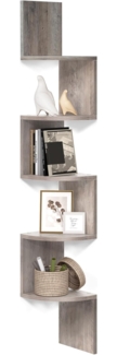 Vasagle Eckregal mit 5 Ebenen, Spanplatte greige, 20 x 20 x 127,5 cm