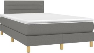 Boxspringbett mit Matratze & LED Stoff Dunkelgrau 120x200 cm, Härtegrad: H2 [3133782]