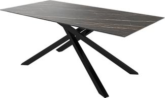 Outdoortisch Edge 200x100 cm Keramik Laminam® Noir Desir Braun Kreuzgestell Rechteck Schwarz