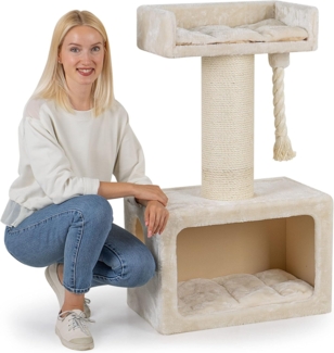 Happypet Kratzbaum MICK, Premium 103 cm für große Katzen, dicker Stamm 18 cm, 8 mm Sisalseil