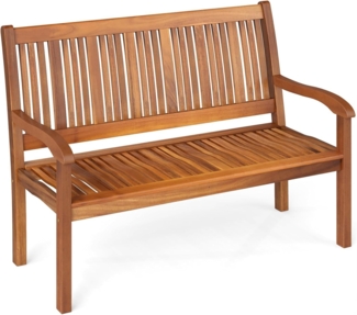 FANTASK Gartenbank Holz, für 2-3 Sitzer, Balkonbank aus Akazienholz bis 320 kg belastbar, 126 x 63 x 91 cm, Natur