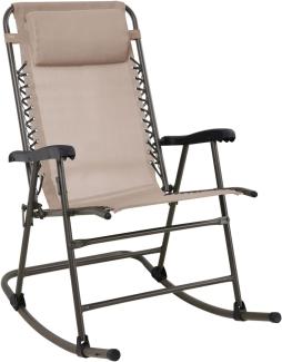SVITA Schaukelstuhl faltbar klappbar Outdoor mit Kopfstütze Armlehne Beige/Sandfarben