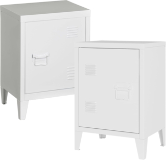 Nachtschrank Inari 2er Set Türgriff rechts und links Weiß [en. casa]