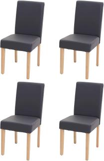 4er-Set Esszimmerstuhl 'Littau' Kunstleder, grau matt, helle Beine