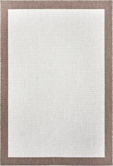 NORTHRUGS In- und Outdoor Teppich Panama 120x170cm - Wendeteppich Wetterfest Modernes Uni Design mit Bordüre Läufer für Balkon Terrasse Garten Wintergarten Wohnzimmerteppich Wasserfest, Linen