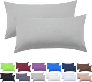 NatureMark 2er Pack Jersey Kissenbezug Kissenhülle Kissenbezüge Seitenschläferkissen Nackenkissen viele Größen und Farben ÖKO-TEX (40 x 80 cm, Silber grau)