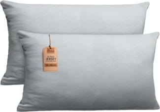 NatureMark 2er Pack Jersey Kissenbezug Kissenhülle Kissenbezüge Seitenschläferkissen Nackenkissen viele Größen und Farben ÖKO-TEX (40x80 cm, Silber grau)