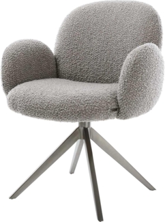 Drehstuhl Nube-Flex mit Armlehnen Bouclé Silbergrau Kreuzgestell breit Graphit 360° drehbar Wippfunktion Taschenfederkern