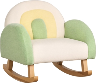 HOMCOM Kindersessel Schaukelstuhl für Kleinkinder Niedliches Design, Schaffell-Imitat Grün (Kindersofa, 1-St, Kindercouch), Grün 50 x 45 x 44 cm
