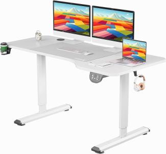 Dripex Schreibtisch höhenverstellbar elektrisch 160x75cm, Stehschreibtisch stufenlos verstellbar, höhenverstellbarer Schreibtisch, ergonomischer Computertisch mit gespleißter Platte, weiß