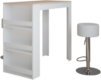 Bartisch-Set Repose Weiß/Sonoma 57 x 117 cm mit 2 Barhockern Vicco