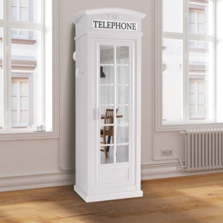 Dmora - Kleiderschrank "London Telefonzelle" mit 3 Regalen und Spiegeltür, Made in Italy, Schlafzimmer Kleiderschrank, cm 68x55h215, Weiße Farbe