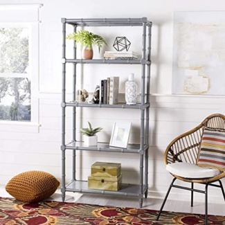 SAFAVIEH Modern Wooden Bookshelf, in Grey, 90 X 35 X 200