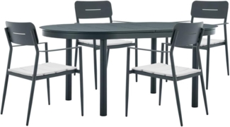 Vente-unique - Garten-Essgruppe: Tisch ausziehbar 170/240 cm + 4 stapelbare Sessel - Aluminium - Anthrazit - LOTTYS von MYLIA