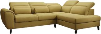 Designer Sofa Nobile mit verstellbarer Rückenlehne Stoff Senf Rechts