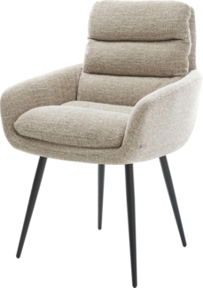 Esszimmerstuhl Abelia-Flex mit Armlehnen Webstoff Soft Beige 4-Fuß konisch Schwarz