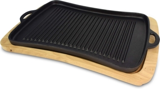 Jim Beam BBQ Grillplatte, mit Holzuntersetzer, 40x43 cm