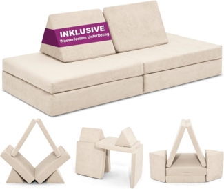 Linodino Kindersofa Spielsofa I aus Schaumstoff Bausteine I Spielcouch für Kinder, Wasserfeste Unterbezüge, Waschbare Chenille Bezüge 30°