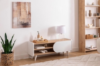 Hanah Home Stylish TV Stand, Sapphire & White, 120 x 40 x 45 cm | 100% Melamine Coated Particle Board, 18 mm Thick | Modern Design for Living Room & Entertainment Spaces