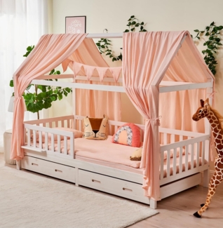 ALAVYA HOME® Hausbett 80x160 cm Cloud ohne Schubladen ohne Matratze, inklusive Buchablage Rausfallschutz und Lattenrost, Liegefläche 160x80 cm FSC zertifizierter, für Mädchen und Jungen