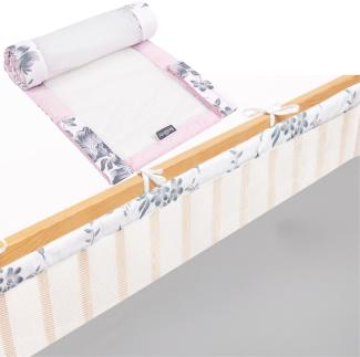 Bellochi 180x30 cm Kantenschutz Baby Babybett Umrandungen - Nestchen Kopfschutz Gitterbett Umrandung für 120x60 cm Kinderbett, Beistellbett mit Rausfallschutz - PINK BERRY