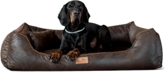 ALBERTO Orthopädisches Hundebett in Lederoptik - 01 Braun, 150x100cm