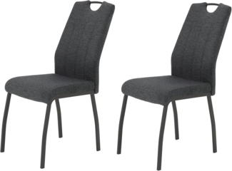 2er Set Vierfußstuhl Elif III - Webstoff Anthrazit