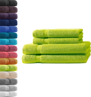 2X Duschtuch + 2X Handtuch | Apfelgrün | 100% Baumwolle Frottier | Oeko-TEX® Standard 100 | Premium Qualität 500 g/m²