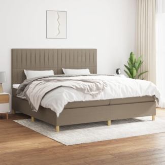 vidaXL Boxspringbett mit Matratze Taupe 200x200 cm Stoff, Härtegrad: H2 [3142525]
