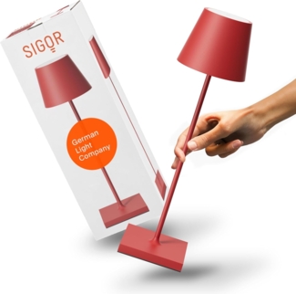 SIGOR LED Tischleuchte Akku-Tischleuchte, Dimmbar, LED fest integriert, 2.700 K / 2.200 K