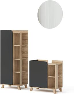 Vicco Badmöbel-Set Karen Sonoma Anthrazit 3 Teile