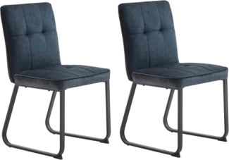 byLIVING Esszimmerstuhl 2er Set Talea / Webstoff in dunkelgrau / Gestell Metall in schwarz pulverbeschichtet / Esszimmerstuhl / Wohnzimmerstuhl / bis 120 kg / B 46, H 86, T 55 cm
