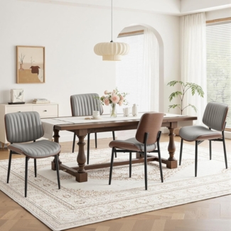 COLAMY Esszimmerstuhl 4er Set, Esszimmer- und Küchenstühle, Gepolsterte Stühle im Mid-Century-Modern-Stil mit Walnuss-Bugholz und Metallbeinen,Grau