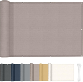 HENG FENG Balkon Sichtschutz 100x300 cm PES Balkonbespannung Balkonverkleidung Windschutz und Sonnenschutz,Taupe